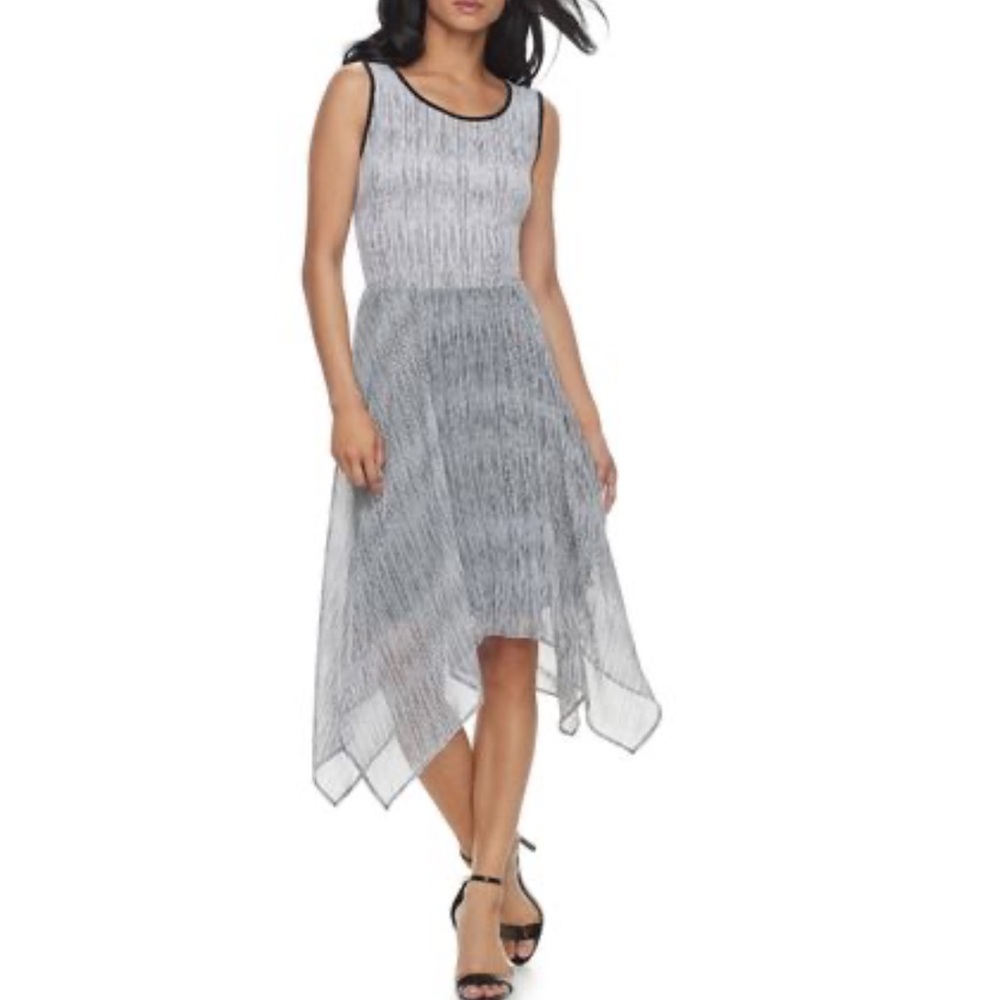 Elle‎ Handkerchief Dress Sleeveless Lightweight Scoop Neck XS Lined Flowy